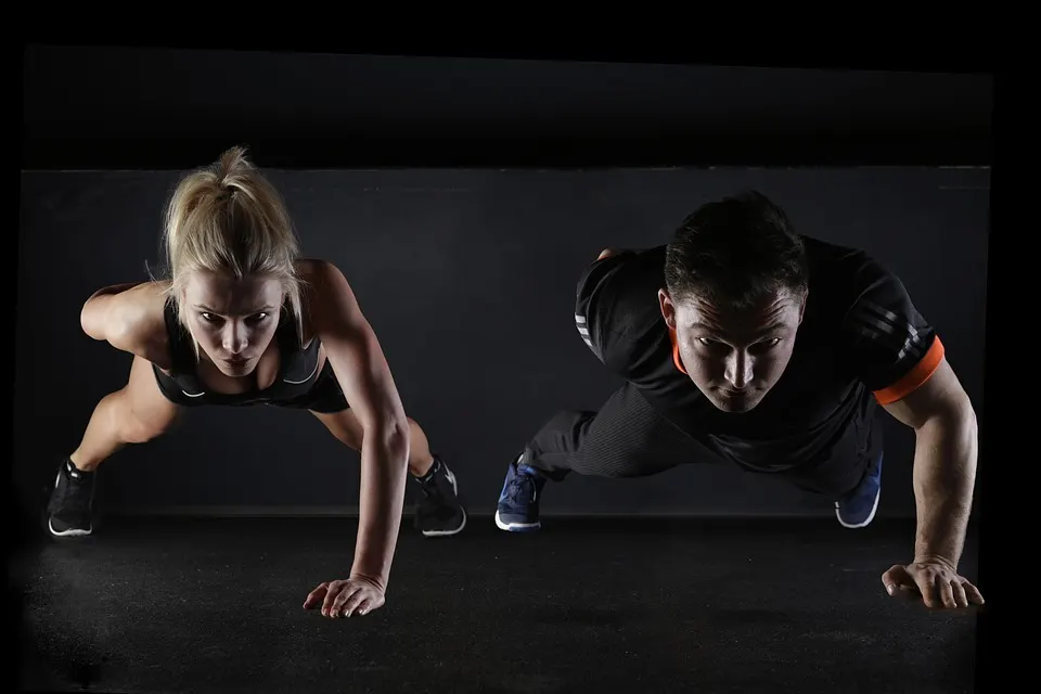 Man, Woman, Push-Ups, Wellness, Exercise, Pair, Couple